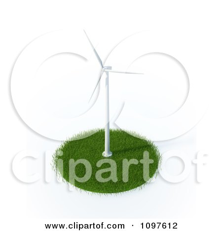 Clipart 3d Wind Energy Turbine On A Grassy Circle 2 - Royalty Free CGI Illustration by Mopic