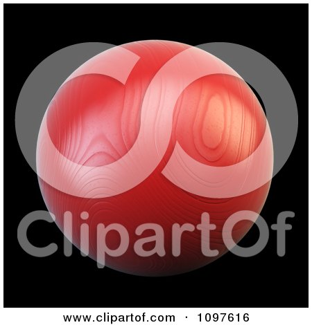 Clipart 3d Red Woodeh Sphere On Black - Royalty Free CGI Illustration by Mopic