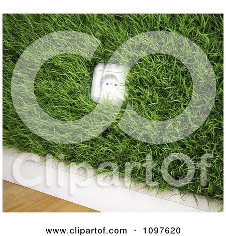 Clipart 3d Renewable Energy Electrical Socket In A Grassy Wall - Royalty Free CGI Illustration by Mopic