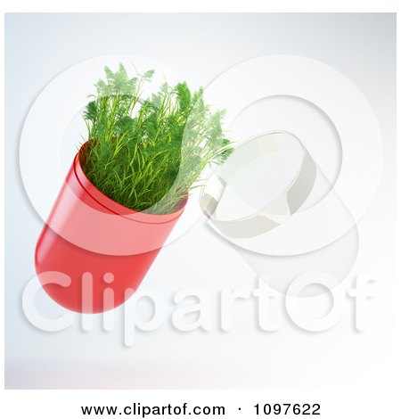 Clipart 3d Plant In A Pill Capsule - Royalty Free CGI Illustration by Mopic