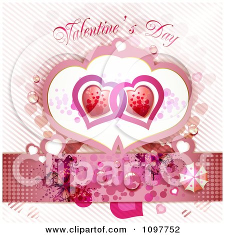 Clipart Valentines Day Text Over Entwined Hearts And Butterflies - Royalty Free Vector Illustration by merlinul