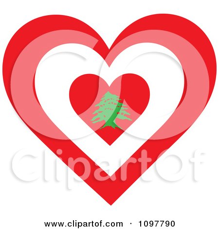 Clipart Patriotic Flag Heart With A Lebanon Design - Royalty Free Vector Illustration by Maria Bell