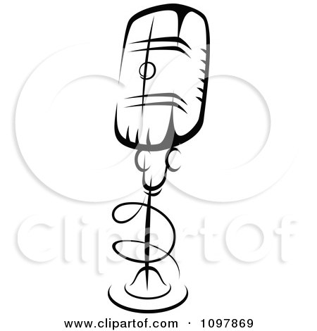 Clipart Black And White Retro Radio Desk Microphone 4 - Royalty Free Vector Illustration by Vector Tradition SM