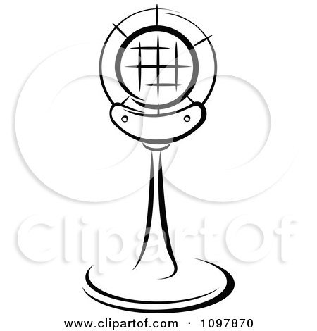 Clipart Black And White Retro Radio Desk Microphone 5 - Royalty Free Vector Illustration by Vector Tradition SM