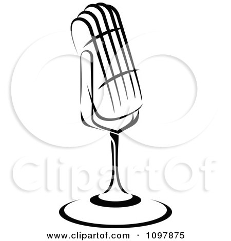 Clipart Black And White Retro Radio Desk Microphone 2 - Royalty Free Vector Illustration by Vector Tradition SM