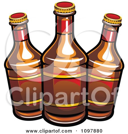 Clipart Three Beer Bottles With Brown Labels - Royalty Free Vector Illustration by Vector Tradition SM