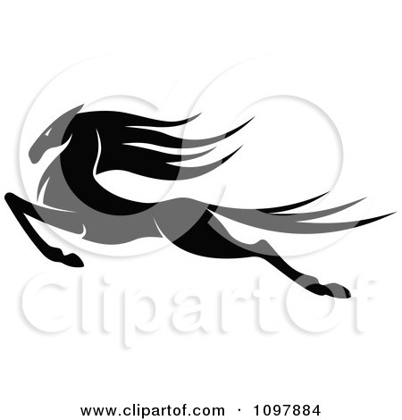 Clipart Black And White Leaping Horse - Royalty Free Vector Illustration by Vector Tradition SM