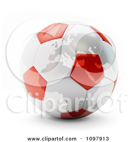 Clipart 3d Red And White Polish-Ukraine Euro 2012 Football Championships Soccer Ball - Royalty Free CGI Illustration by Mopic