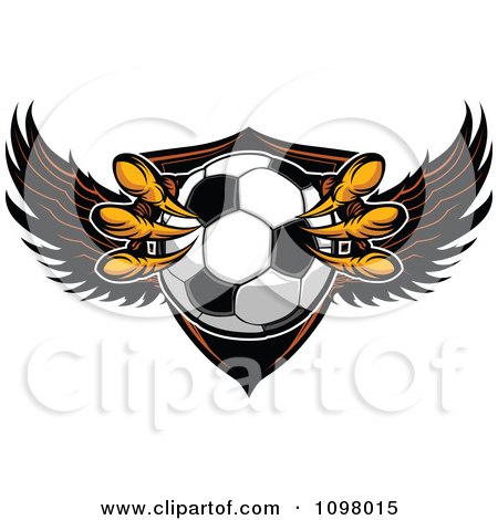 Clipart Eagle Talons Grabbing A Soccer Ball And A Winged Shield - Royalty Free Vector Illustration by Chromaco