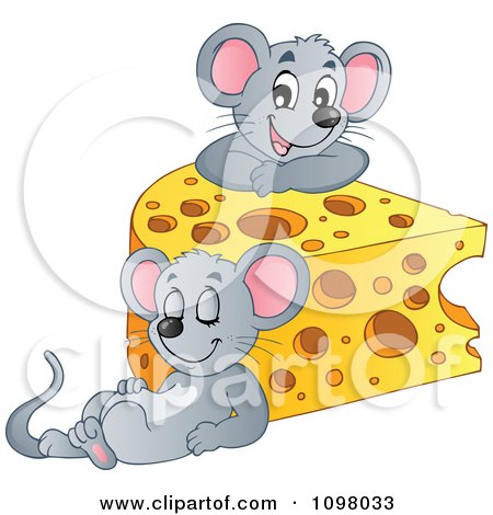 Clipart Cute Mice With A Wedge Of Cheese - Royalty Free Vector Illustration by visekart