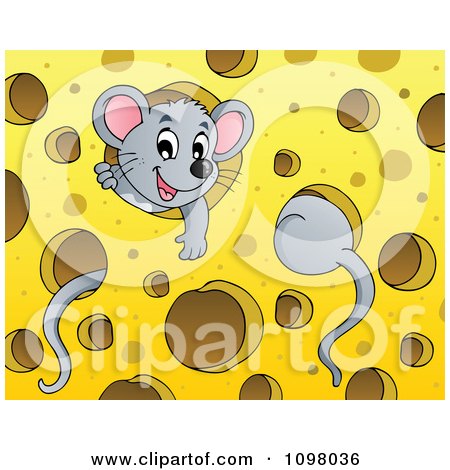 Clipart Cute Mice Playing In Cheese - Royalty Free Vector Illustration by visekart