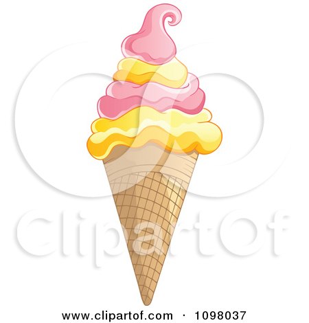Clipart Soft Serve Waffle Ice Cream Cone - Royalty Free Vector Illustration by visekart