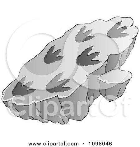 Clipart Slab With Fossilized Dinosaur Foot Prints - Royalty Free Vector Illustration by visekart