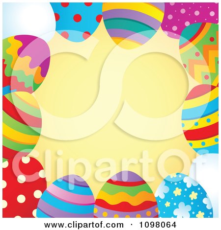 Clipart Frame Of Colorful Easter Eggs And Orange Copyspace - Royalty Free Vector Illustration by visekart