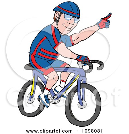 Clipart Male Cyclist Gesturing For A Turn With His Hand - Royalty Free Vector Illustration by LaffToon