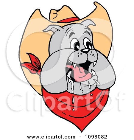 Clipart Happy Cowboy Bulldog Drooling - Royalty Free Vector Illustration by LaffToon