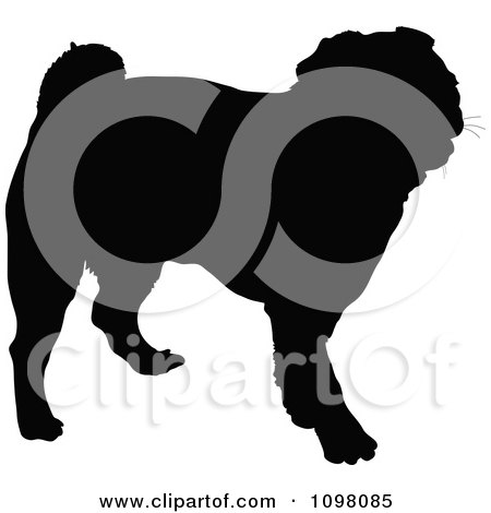 Clipart Silhouetted Pug Dog In Profile - Royalty Free Vector Illustration by Maria Bell