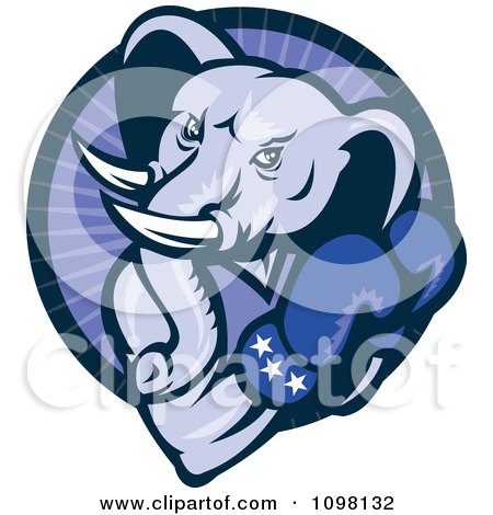 Clipart Democratic Boxing Elephant - Royalty Free Vector Illustration by patrimonio