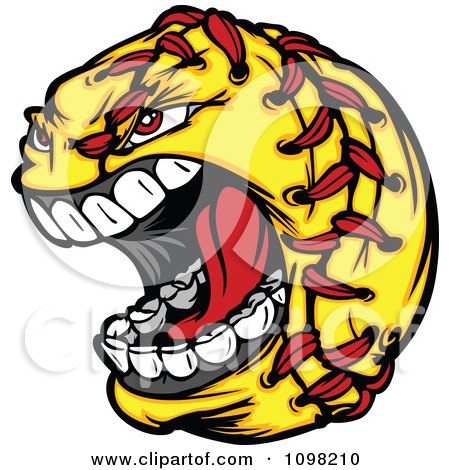 Clipart Aggressive Screaming Softball Mascot - Royalty Free Vector Illustration by Chromaco