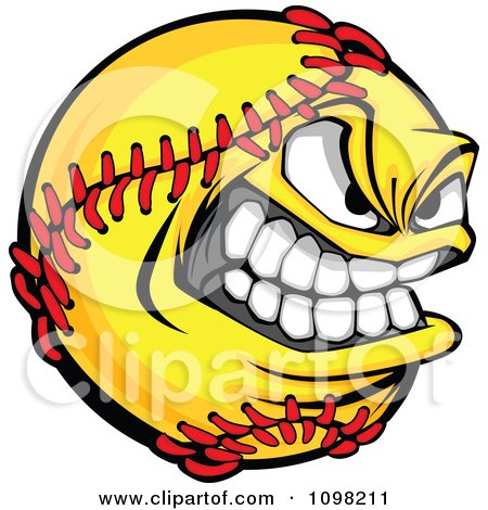 Clipart Tough Grinning Softball Mascot - Royalty Free Vector Illustration by Chromaco