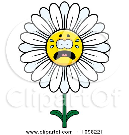 Clipart Scared White Daisy Flower Character - Royalty Free Vector Illustration by Cory Thoman