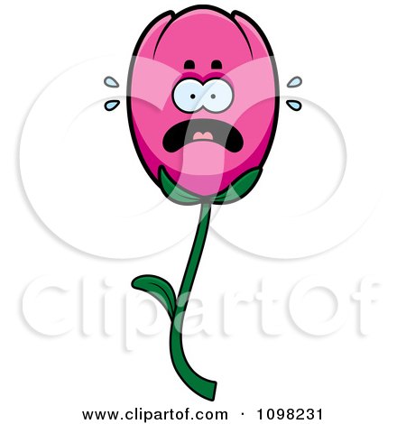 Clipart Scared Pink Tulip Flower Character - Royalty Free Vector Illustration by Cory Thoman