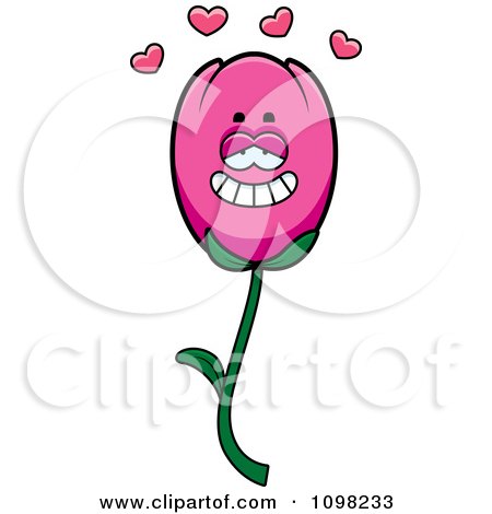 Clipart Pink Tulip Flower Character In Love - Royalty Free Vector Illustration by Cory Thoman