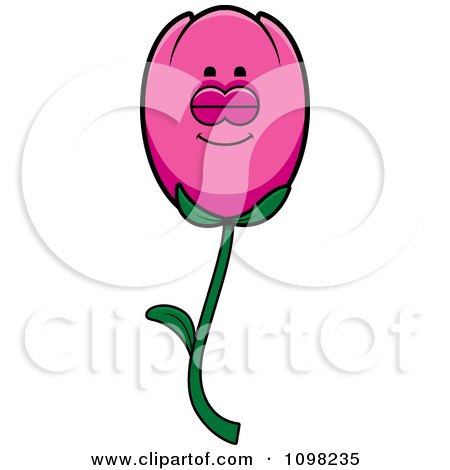 Clipart Sleeping Pink Tulip Flower Character - Royalty Free Vector Illustration by Cory Thoman