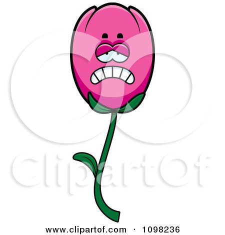 Clipart Depressed Pink Tulip Flower Character - Royalty Free Vector Illustration by Cory Thoman