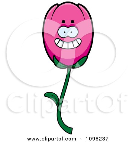 Clipart Happy Smiling Pink Tulip Flower Character - Royalty Free Vector Illustration by Cory Thoman