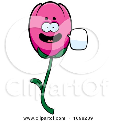 Clipart Talking Pink Tulip Flower Character - Royalty Free Vector Illustration by Cory Thoman