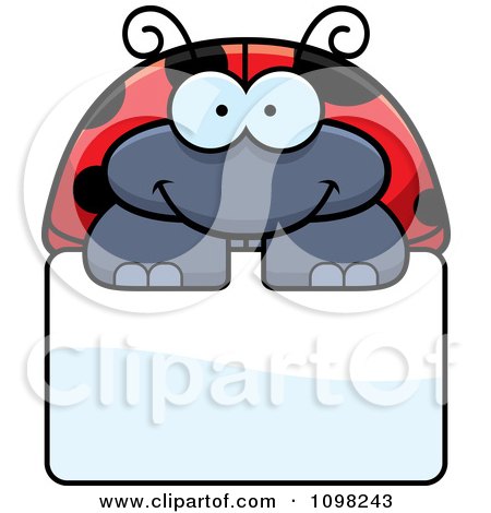 Clipart Happy Ladybug Over A Sign - Royalty Free Vector Illustration by Cory Thoman
