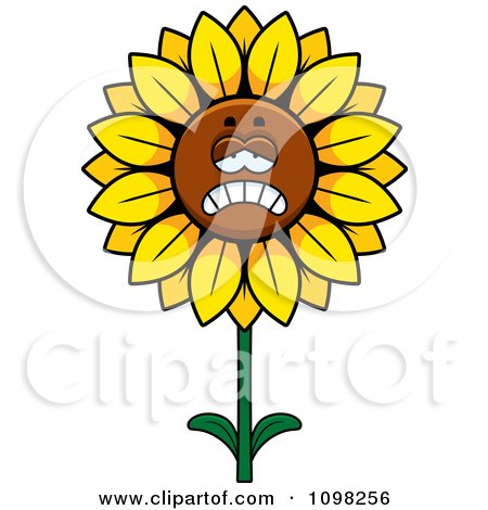 Clipart Depressed Sunflower Character - Royalty Free Vector Illustration by Cory Thoman