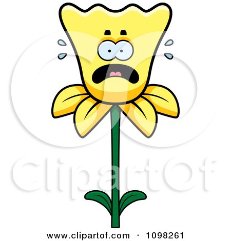 Clipart Scared Daffodil Flower Character - Royalty Free Vector Illustration by Cory Thoman