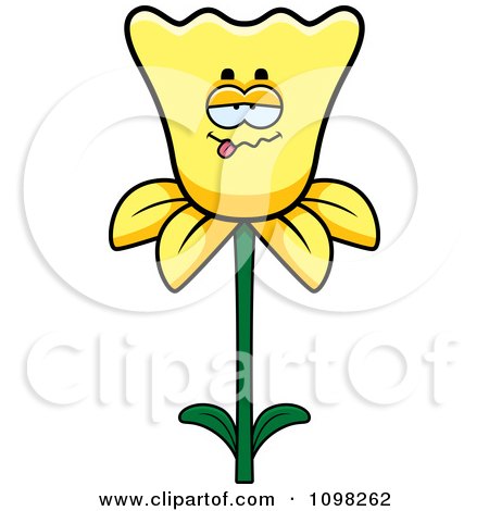 Clipart Goofy Or Sick Daffodil Flower Character - Royalty Free Vector Illustration by Cory Thoman