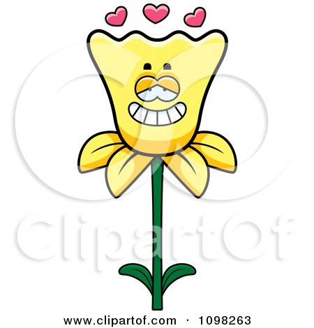 Clipart Daffodil Flower Character In Love - Royalty Free Vector Illustration by Cory Thoman