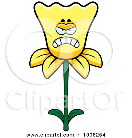 Clipart Angry Daffodil Flower Character - Royalty Free Vector Illustration by Cory Thoman