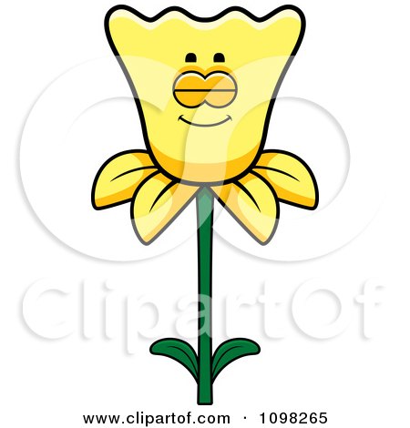 Clipart Sleeping Daffodil Flower Character - Royalty Free Vector Illustration by Cory Thoman
