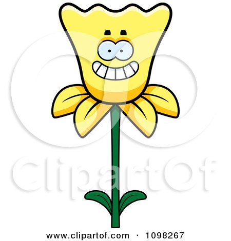 Clipart Happy Smiling Daffodil Flower Character - Royalty Free Vector Illustration by Cory Thoman