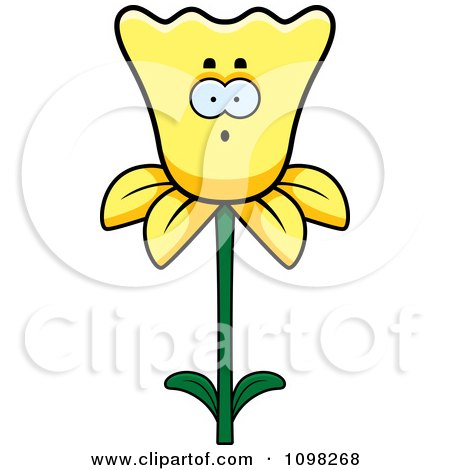 Clipart Surprised Daffodil Flower Character - Royalty Free Vector Illustration by Cory Thoman