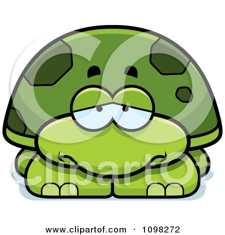 Clipart Depressed Green Tortoise Turtle - Royalty Free Vector Illustration by Cory Thoman