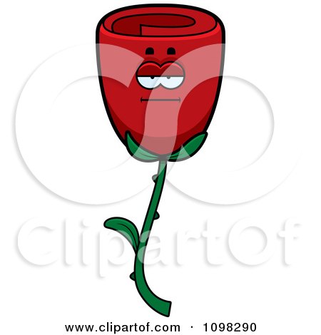 Clipart Bored Red Rose Flower Character - Royalty Free Vector Illustration by Cory Thoman