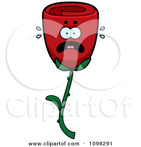 Clipart Scared Red Rose Flower Character - Royalty Free Vector Illustration by Cory Thoman