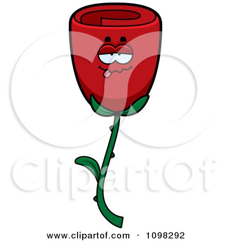 Clipart Drunk Red Rose Flower Character - Royalty Free Vector Illustration by Cory Thoman