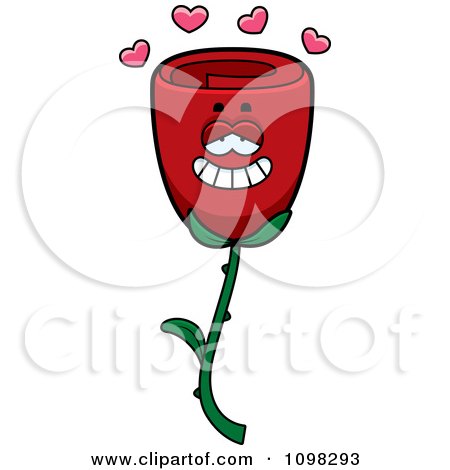 Clipart Red Rose Flower Character In Love - Royalty Free Vector Illustration by Cory Thoman