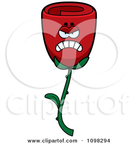 Clipart Angry Red Rose Flower Character - Royalty Free Vector Illustration by Cory Thoman