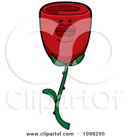 Clipart Sleeping Red Rose Flower Character - Royalty Free Vector Illustration by Cory Thoman