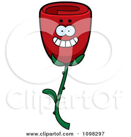 Clipart Happy Smiling Red Rose Flower Character - Royalty Free Vector Illustration by Cory Thoman