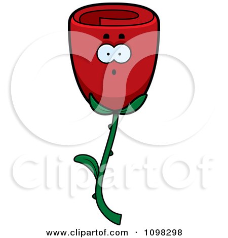 Clipart Surprised Red Rose Flower Character - Royalty Free Vector Illustration by Cory Thoman