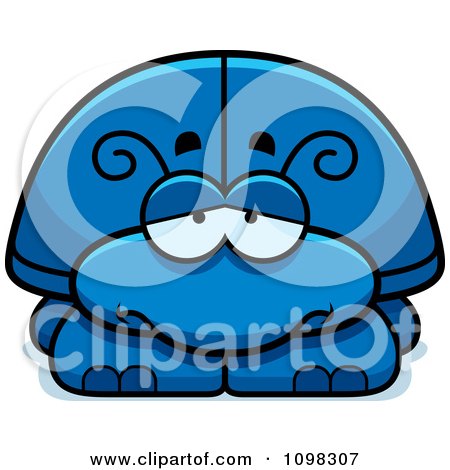 Clipart Depressed Blue Beetle - Royalty Free Vector Illustration by Cory Thoman